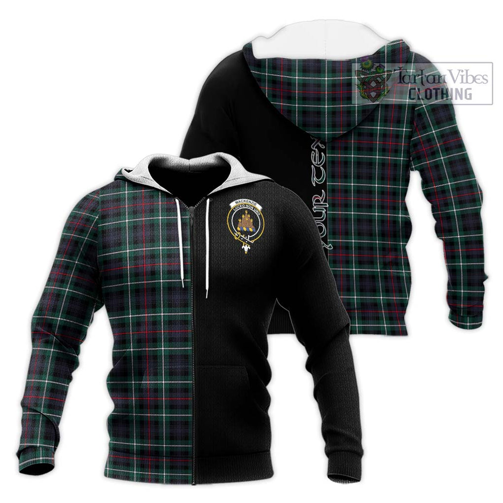 Mackenzie Modern Tartan Knitted Hoodie with Family Crest and Half Of Me Style Unisex Knitted Zip Hoodie - Tartanvibesclothing Shop