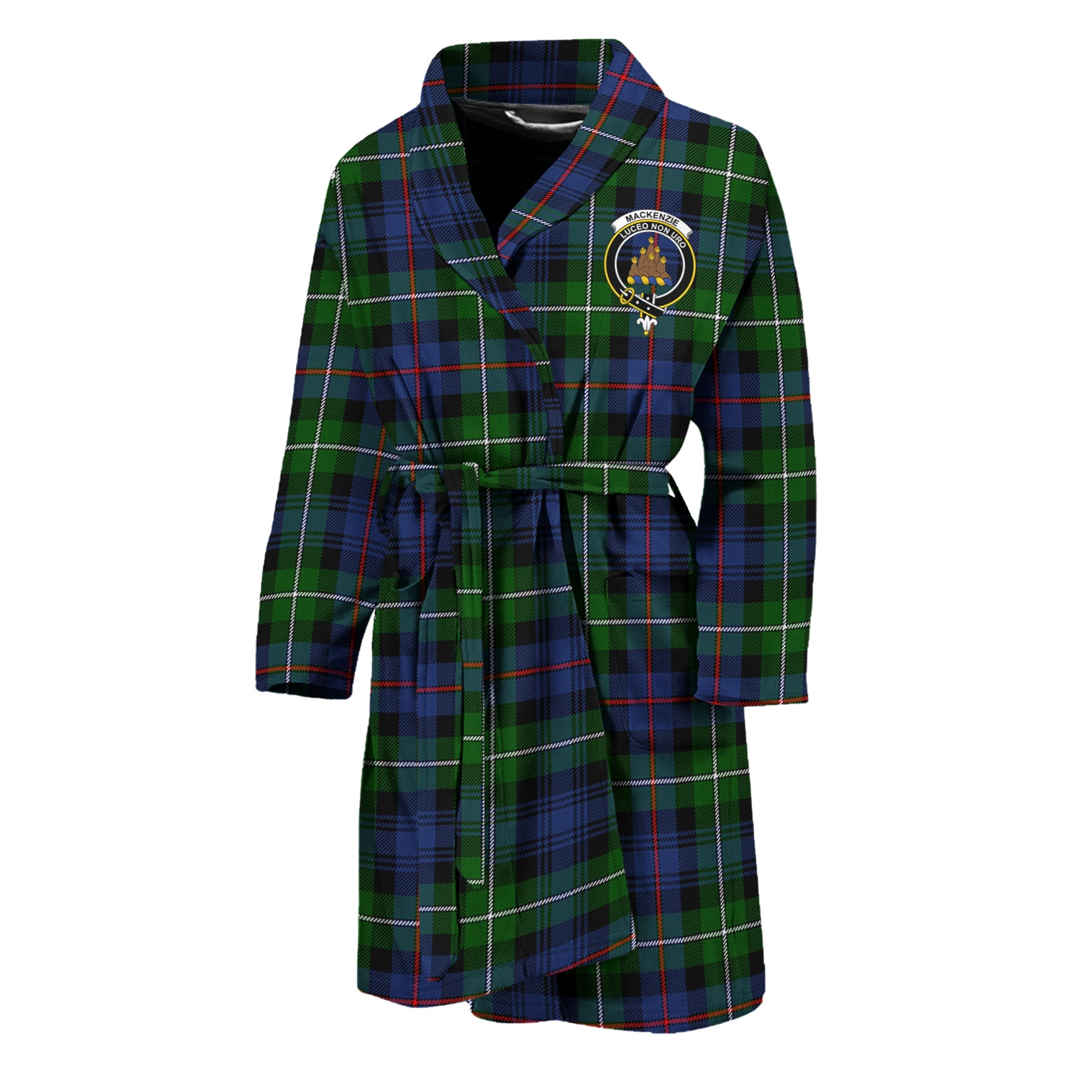 MacKenzie Modern Tartan Bathrobe with Family Crest Unisex M - Tartan Vibes Clothing