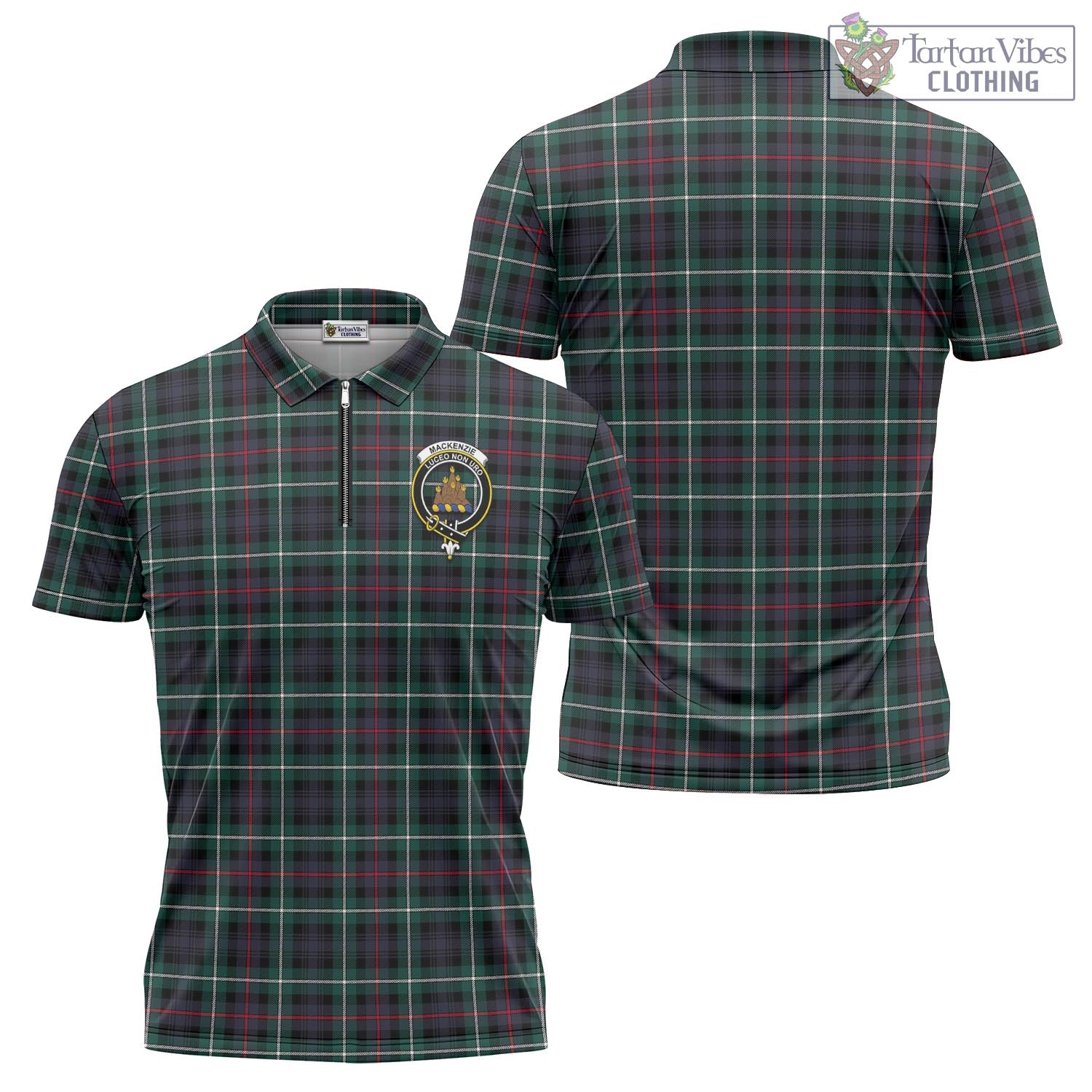 Tartan Vibes Clothing MacKenzie Modern Tartan Zipper Polo Shirt with Family Crest