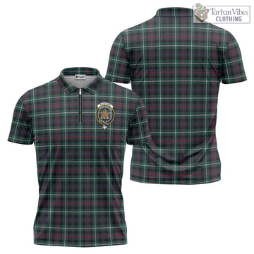 MacKenzie Modern Tartan Zipper Polo Shirt with Family Crest