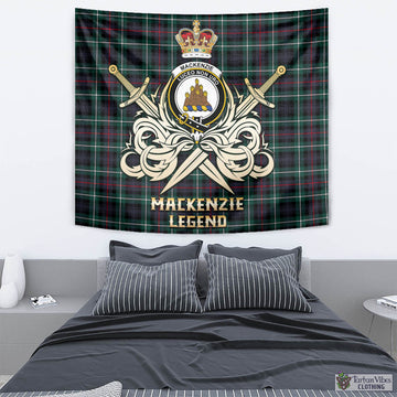 MacKenzie Modern Tartan Tapestry with Clan Crest and the Golden Sword of Courageous Legacy