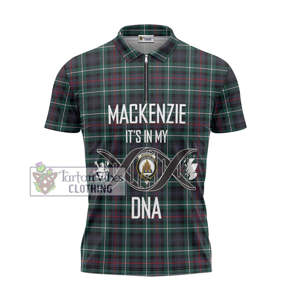 Mackenzie Modern Tartan Zipper Polo Shirt with Family Crest DNA In Me Style - Tartanvibesclothing Shop