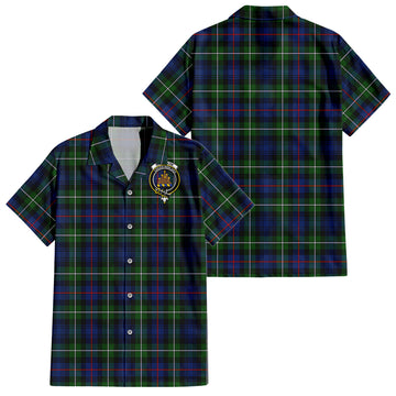 MacKenzie Modern Tartan Short Sleeve Button Down Shirt with Family Crest