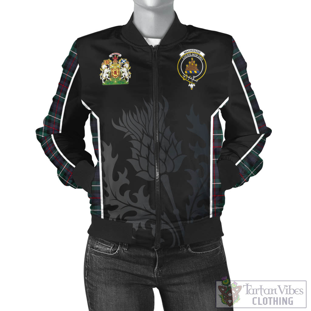 Tartan Vibes Clothing MacKenzie Modern Tartan Bomber Jacket with Family Crest and Scottish Thistle Vibes Sport Style