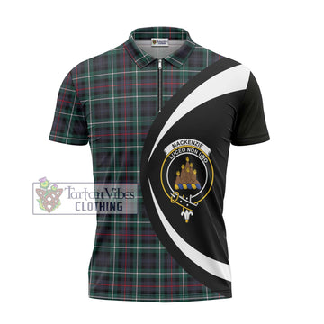 Mackenzie Modern Tartan Zipper Polo Shirt with Family Crest Circle Style