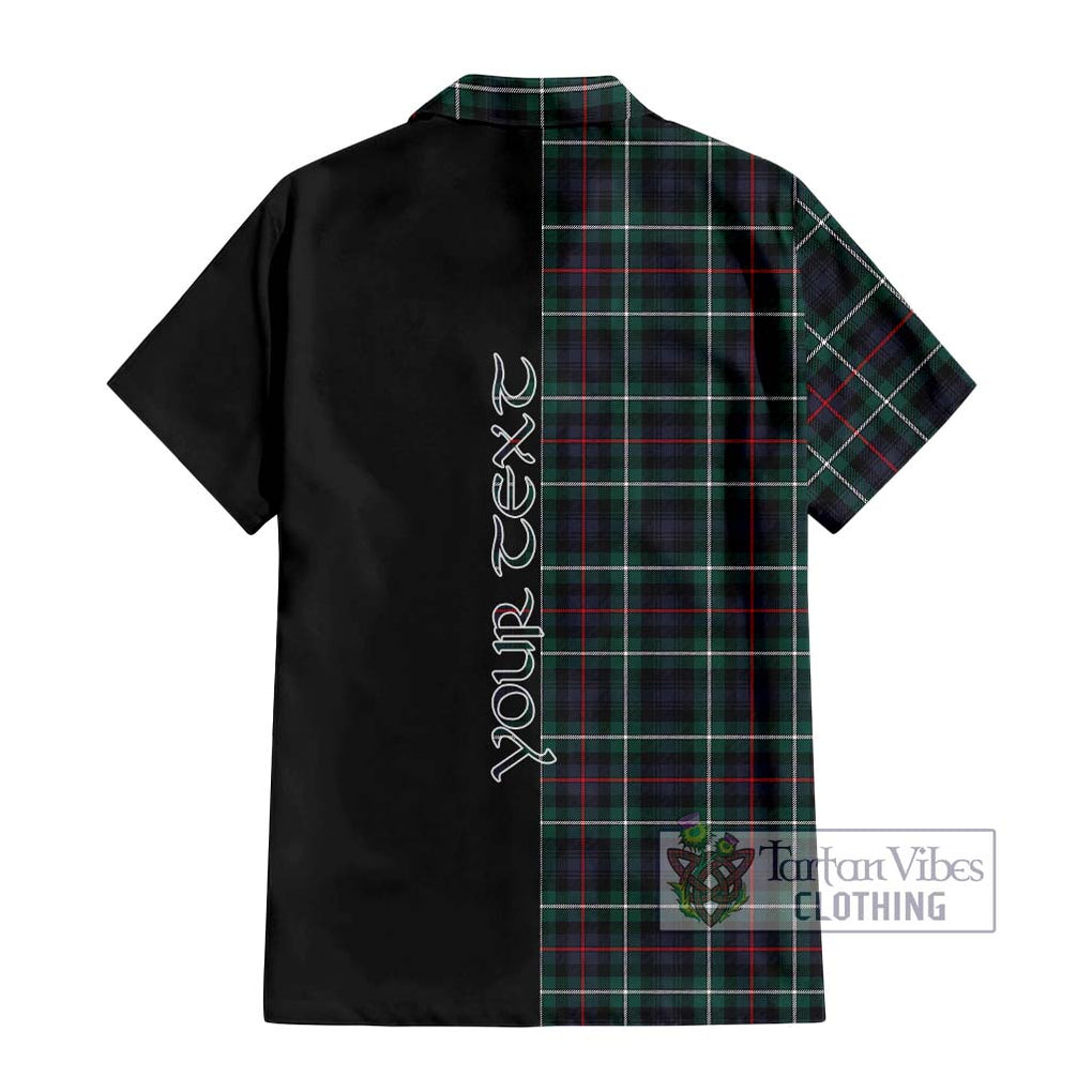 Mackenzie Modern Tartan Short Sleeve Button Shirt with Family Crest and Half Of Me Style - Tartanvibesclothing Shop