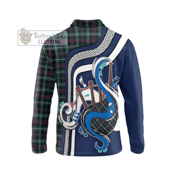 Mackenzie Modern Tartan Long Sleeve Polo Shirt with Epic Bagpipe Style