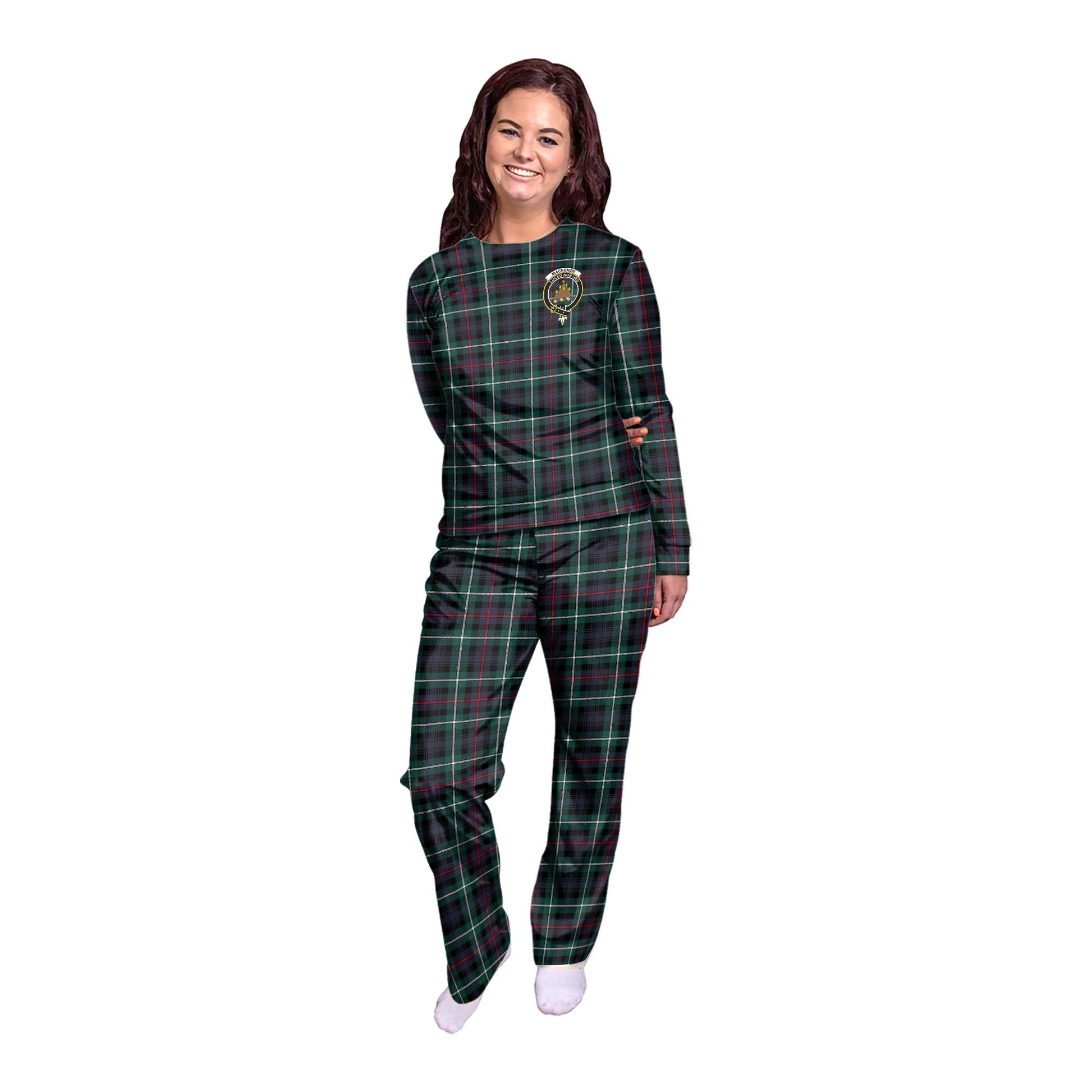 MacKenzie Modern Tartan Pajamas Family Set with Family Crest - Tartanvibesclothing