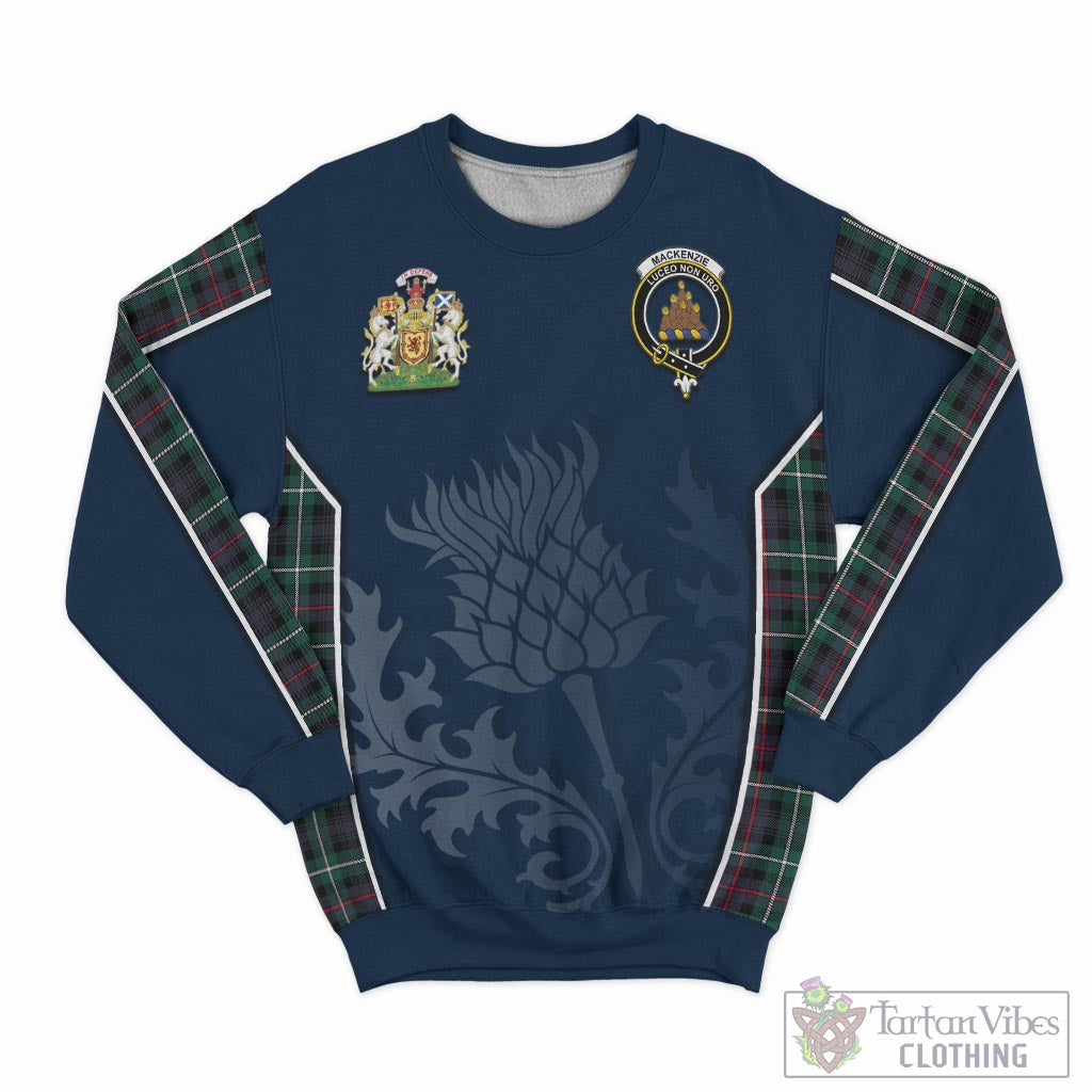 Tartan Vibes Clothing MacKenzie Modern Tartan Sweatshirt with Family Crest and Scottish Thistle Vibes Sport Style