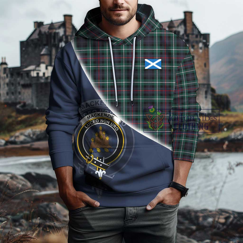 Mackenzie Modern Tartan Hoodie with Personalised National Flag and Family Crest Half Style - Tartanvibesclothing Shop