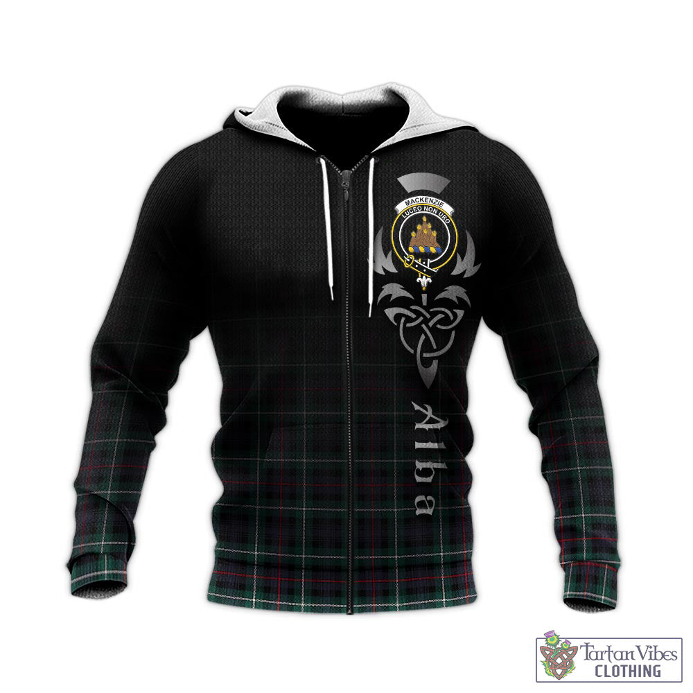 Tartan Vibes Clothing MacKenzie Modern Tartan Knitted Hoodie Featuring Alba Gu Brath Family Crest Celtic Inspired