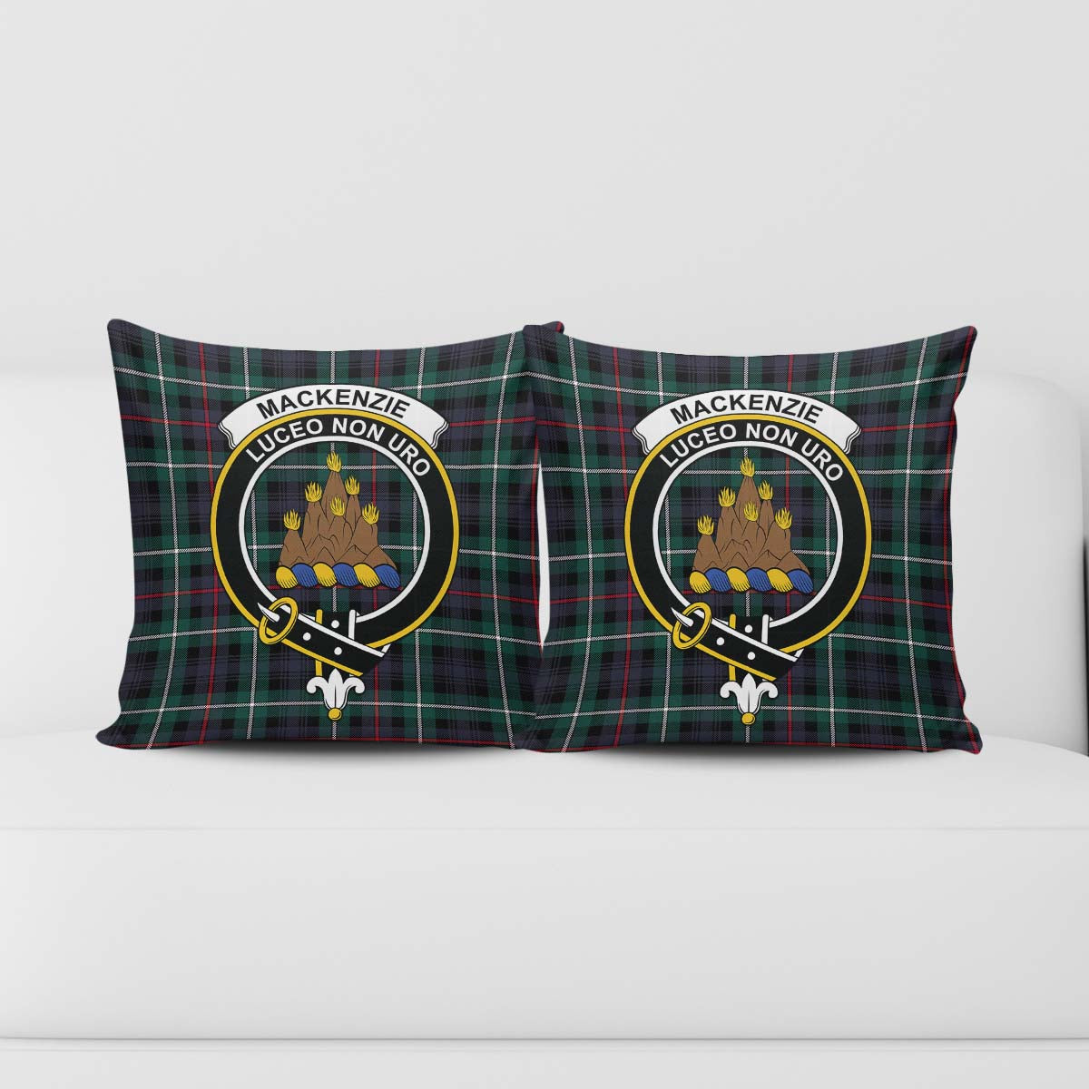 MacKenzie Modern Tartan Pillow Cover with Family Crest - Tartanvibesclothing