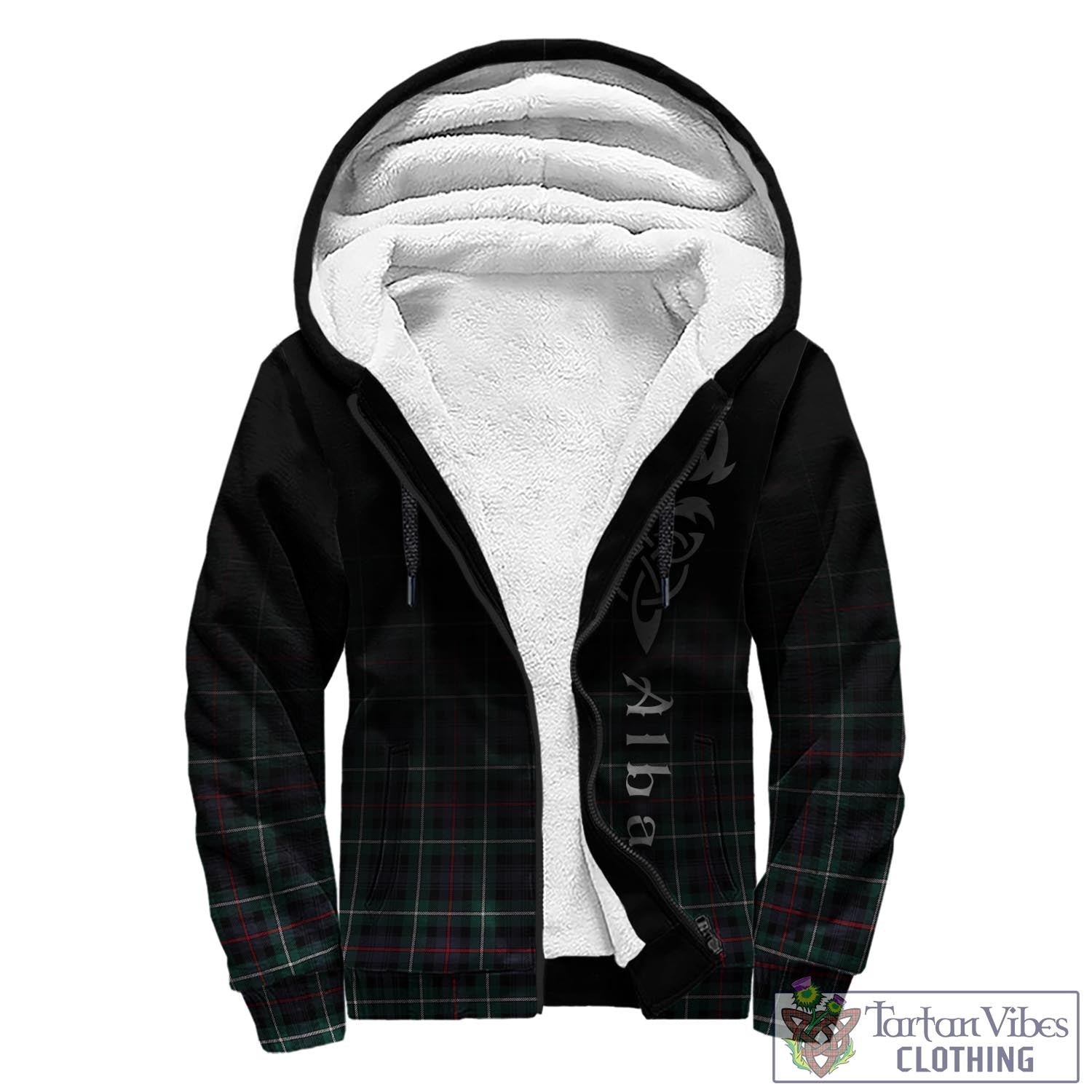 Tartan Vibes Clothing MacKenzie Modern Tartan Sherpa Hoodie Featuring Alba Gu Brath Family Crest Celtic Inspired