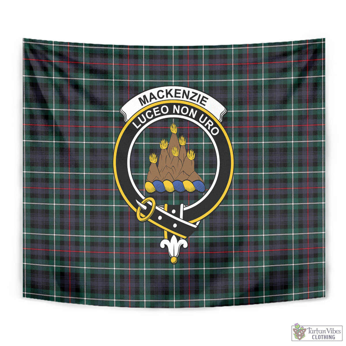 Tartan Vibes Clothing MacKenzie Modern Tartan Tapestry Wall Hanging and Home Decor for Room with Family Crest