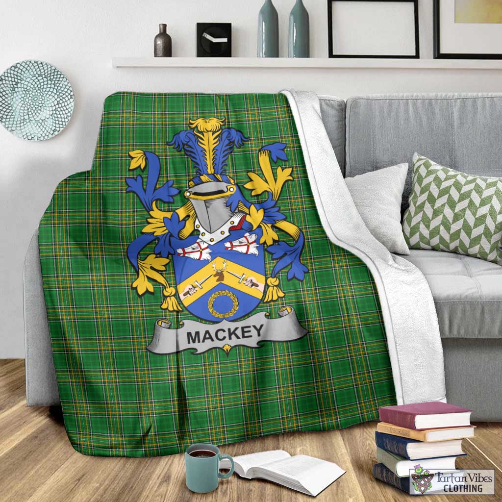 Tartan Vibes Clothing Mackey Irish Clan Tartan Blanket with Coat of Arms