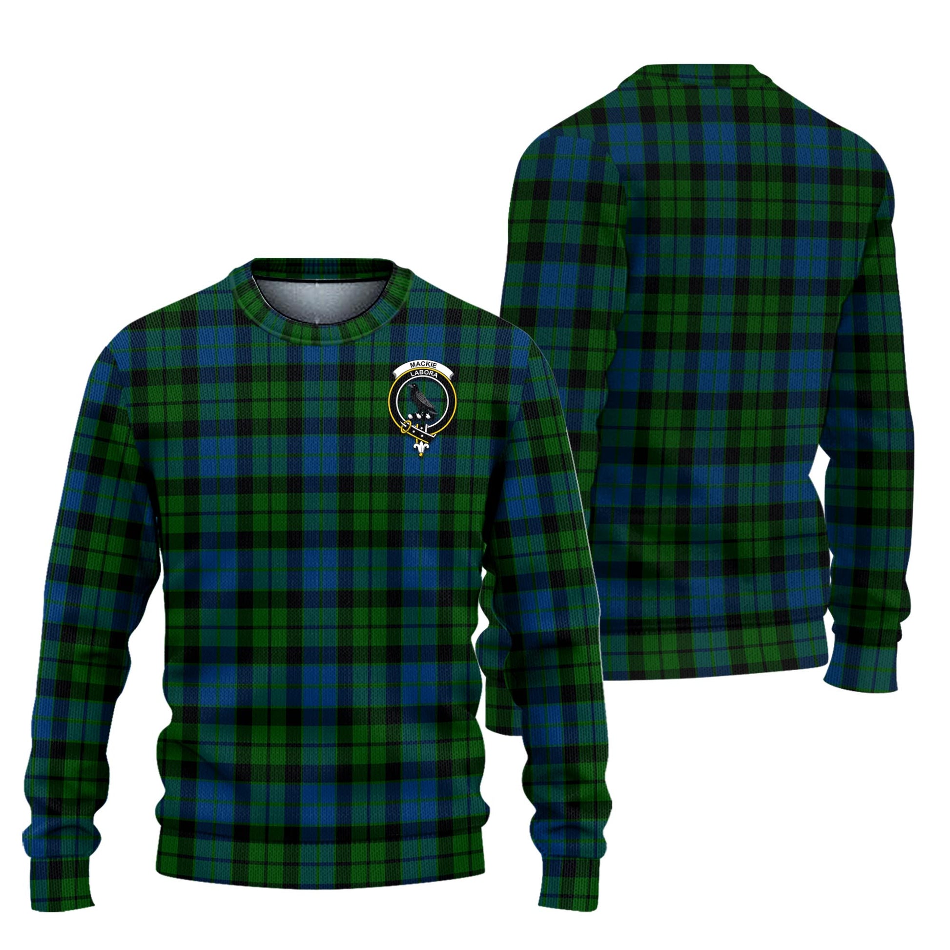 MacKie Tartan Knitted Sweater with Family Crest Unisex - Tartanvibesclothing