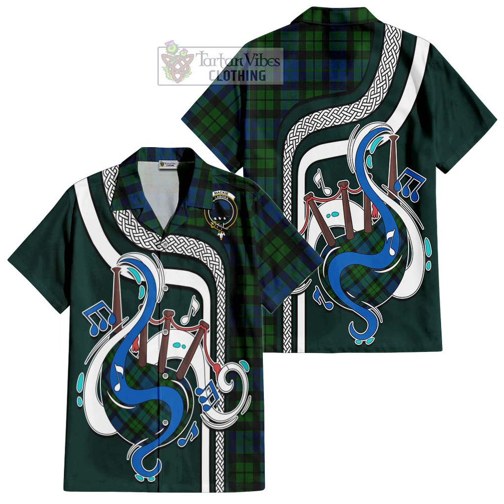 MacKie (McKie) Tartan Short Sleeve Button Shirt with Epic Bagpipe Style Kid - Tartanvibesclothing Shop