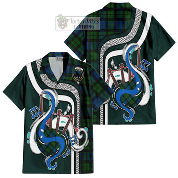 MacKie (McKie) Tartan Short Sleeve Button Shirt with Epic Bagpipe Style