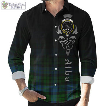 MacKie (McKie) Tartan Long Sleeve Button Up Featuring Alba Gu Brath Family Crest Celtic Inspired