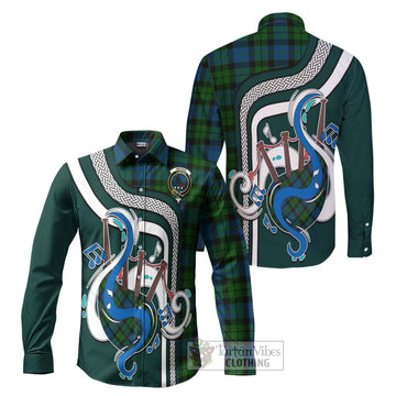 MacKie (McKie) Tartan Long Sleeve Button Shirt with Epic Bagpipe Style