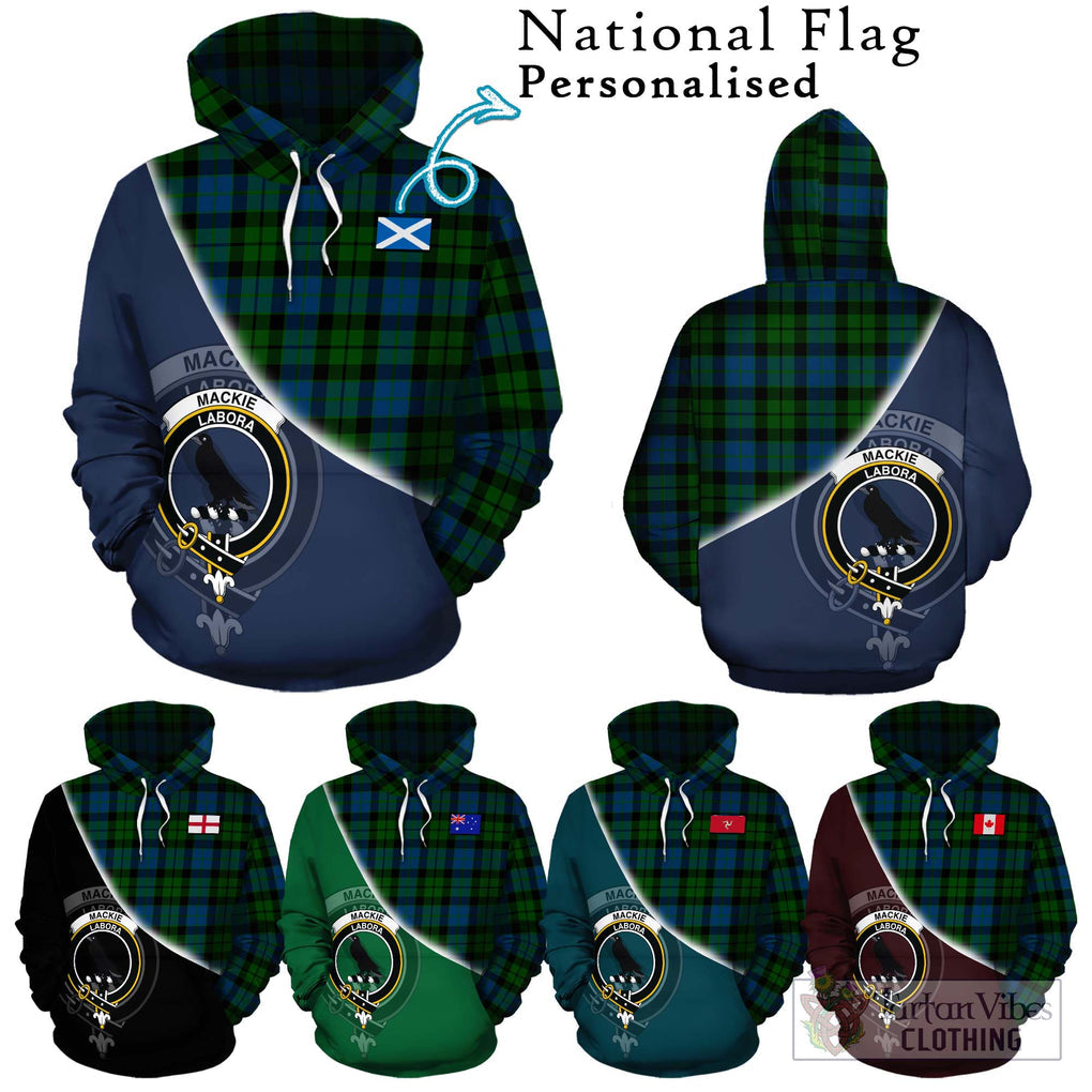 MacKie (McKie) Tartan Hoodie with Personalised National Flag and Family Crest Half Style Zip Hoodie - Tartanvibesclothing Shop