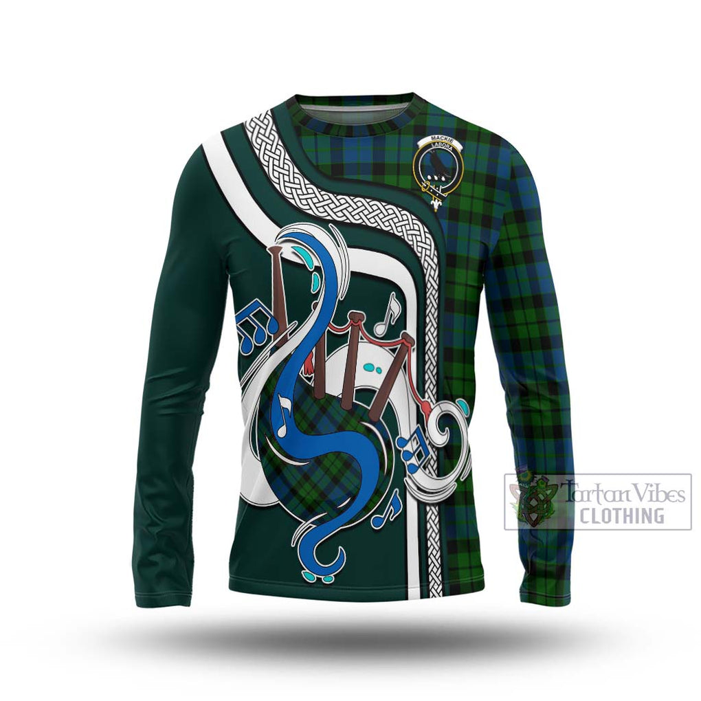 Tartan Vibes Clothing MacKie Tartan Long Sleeve T-Shirt with Epic Bagpipe Style