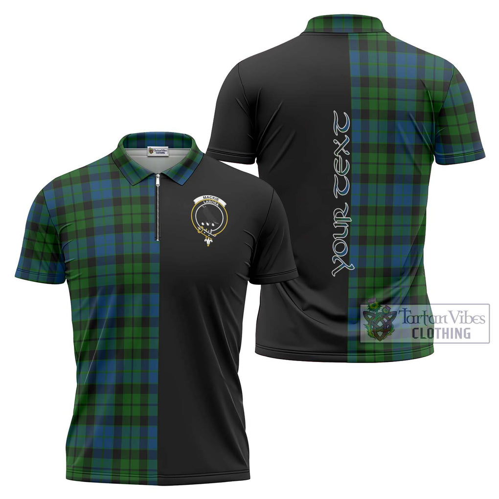 MacKie (McKie) Tartan Zipper Polo Shirt with Family Crest and Half Of Me Style Unisex - Tartanvibesclothing Shop