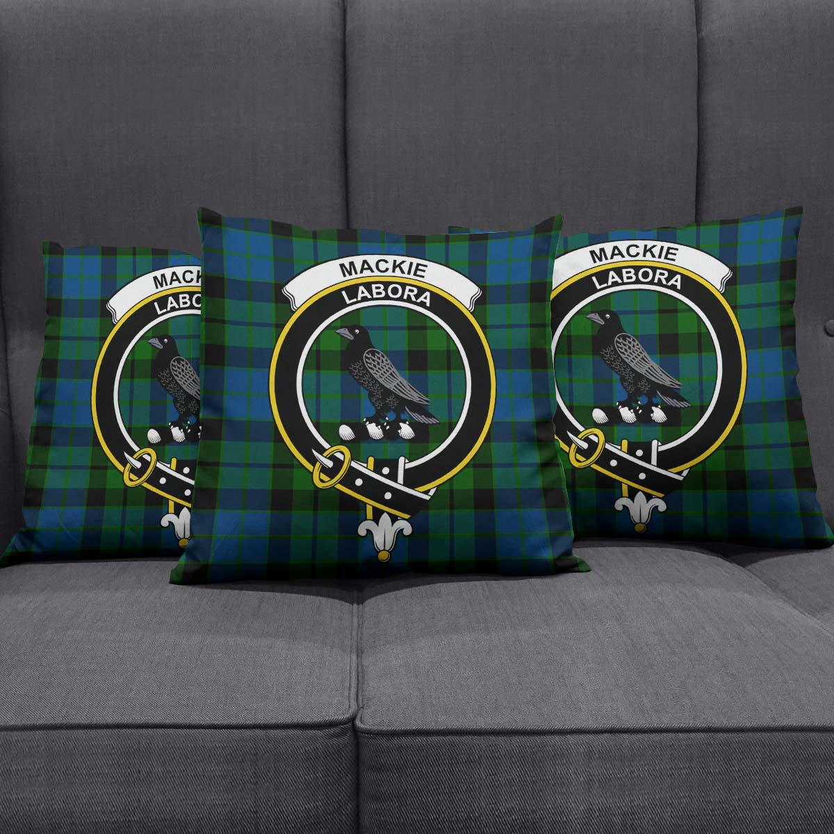 MacKie Tartan Pillow Cover with Family Crest Square Pillow Cover - Tartanvibesclothing