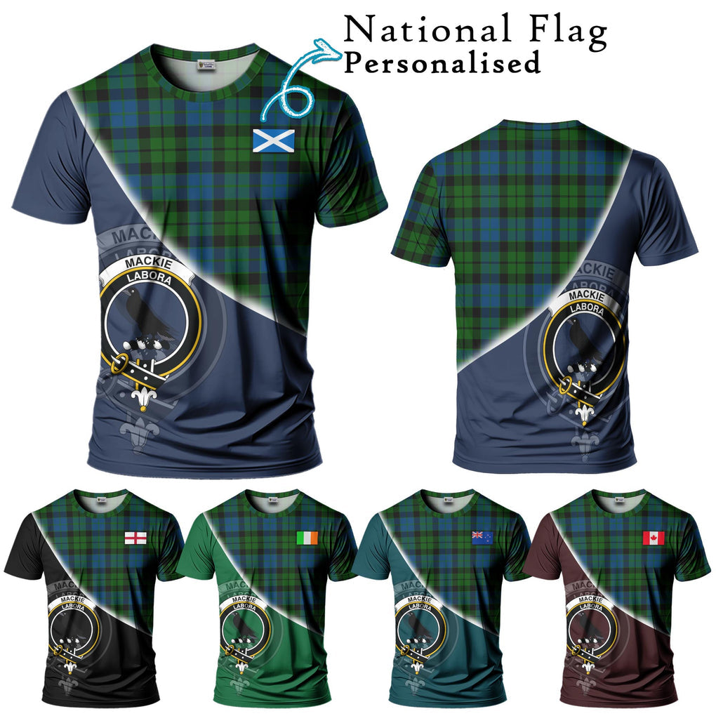 MacKie (McKie) Tartan T-Shirt with Personalised National Flag and Family Crest Half Style Kid's Shirt - Tartanvibesclothing Shop