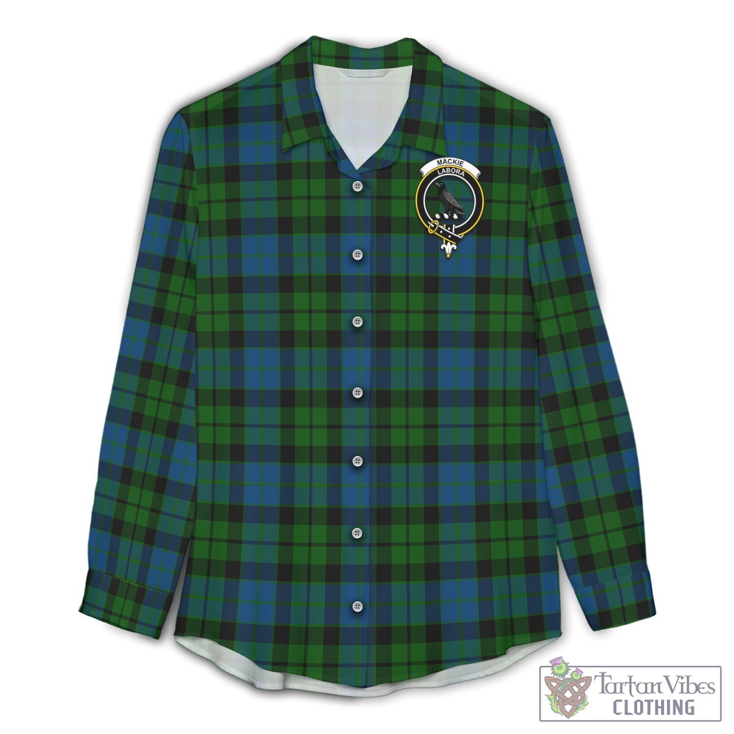 Tartan Vibes Clothing MacKie Tartan Womens Casual Shirt with Family Crest