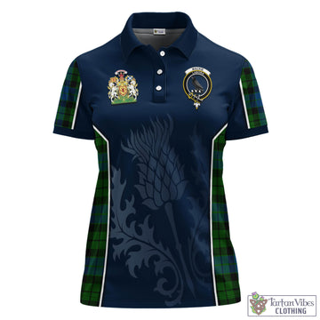 MacKie (McKie) Tartan Women's Polo Shirt with Family Crest and Scottish Thistle Vibes Sport Style