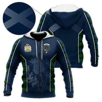 MacKie (McKie) Tartan Knitted Hoodie with Family Crest and Scottish Thistle Vibes Sport Style