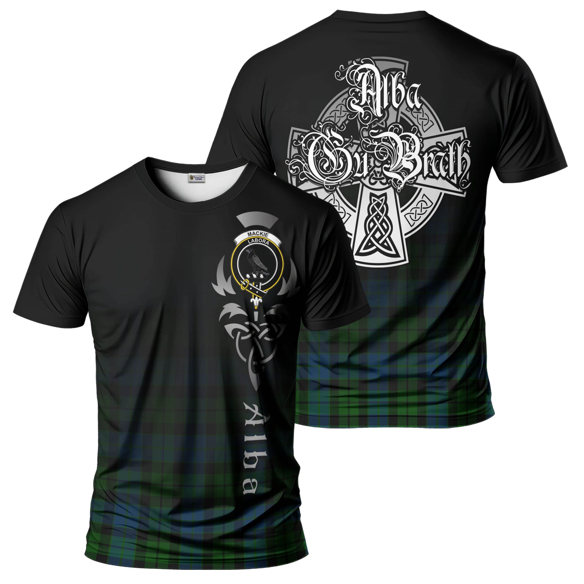 Tartan Vibes Clothing MacKie Tartan T-Shirt Featuring Alba Gu Brath Family Crest Celtic Inspired