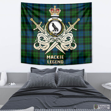 MacKie (McKie) Tartan Tapestry with Clan Crest and the Golden Sword of Courageous Legacy