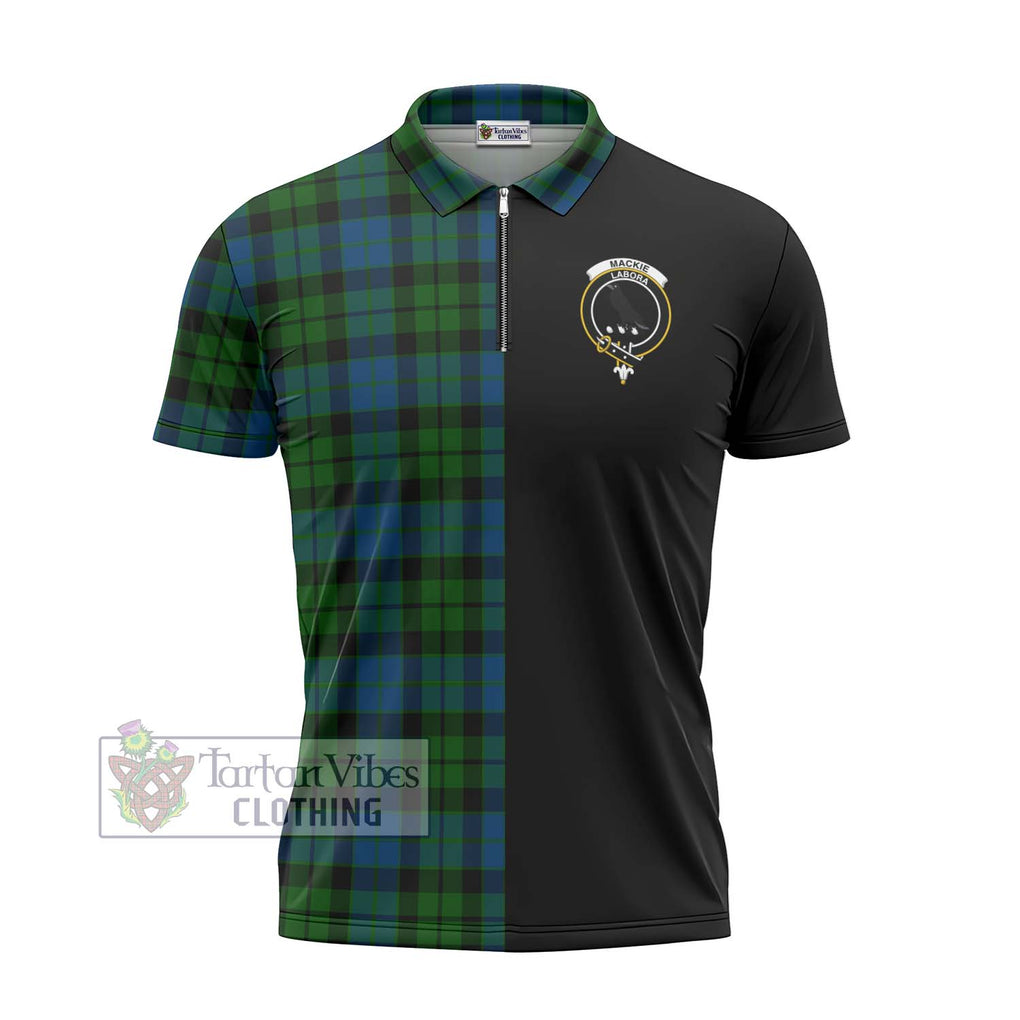 MacKie (McKie) Tartan Zipper Polo Shirt with Family Crest and Half Of Me Style - Tartanvibesclothing Shop