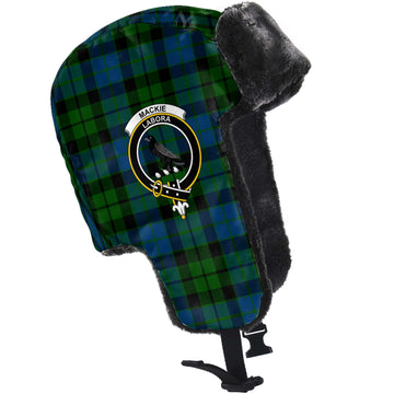 MacKie (McKie) Tartan Winter Trapper Hat with Family Crest