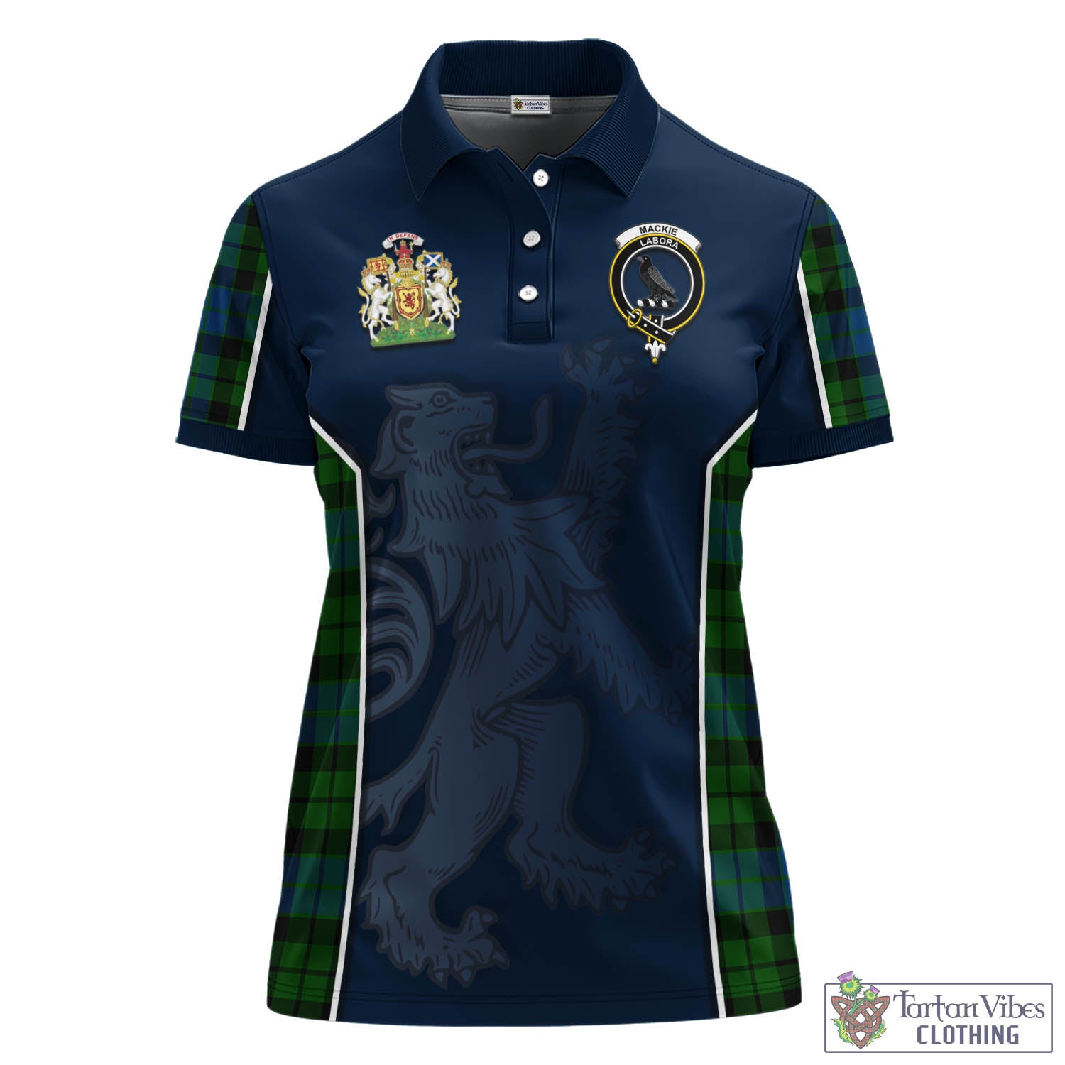 MacKie (McKie) Tartan Women's Polo Shirt with Family Crest and Lion Rampant Vibes Sport Style - Tartan Vibes Clothing