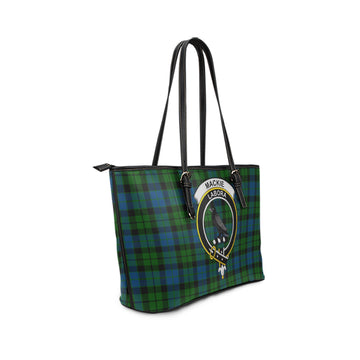 MacKie (McKie) Tartan Leather Tote Bag with Family Crest