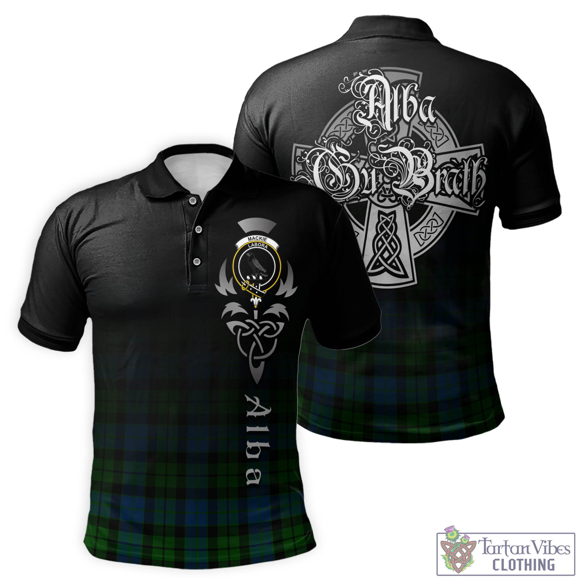 Tartan Vibes Clothing MacKie Tartan Polo Shirt Featuring Alba Gu Brath Family Crest Celtic Inspired