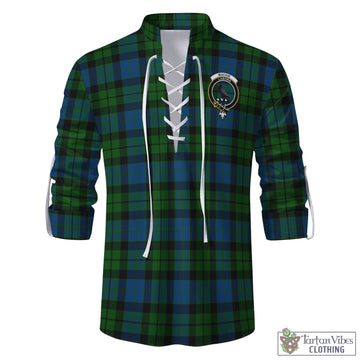 MacKie (McKie) Tartan Men's Scottish Traditional Jacobite Ghillie Kilt Shirt with Family Crest