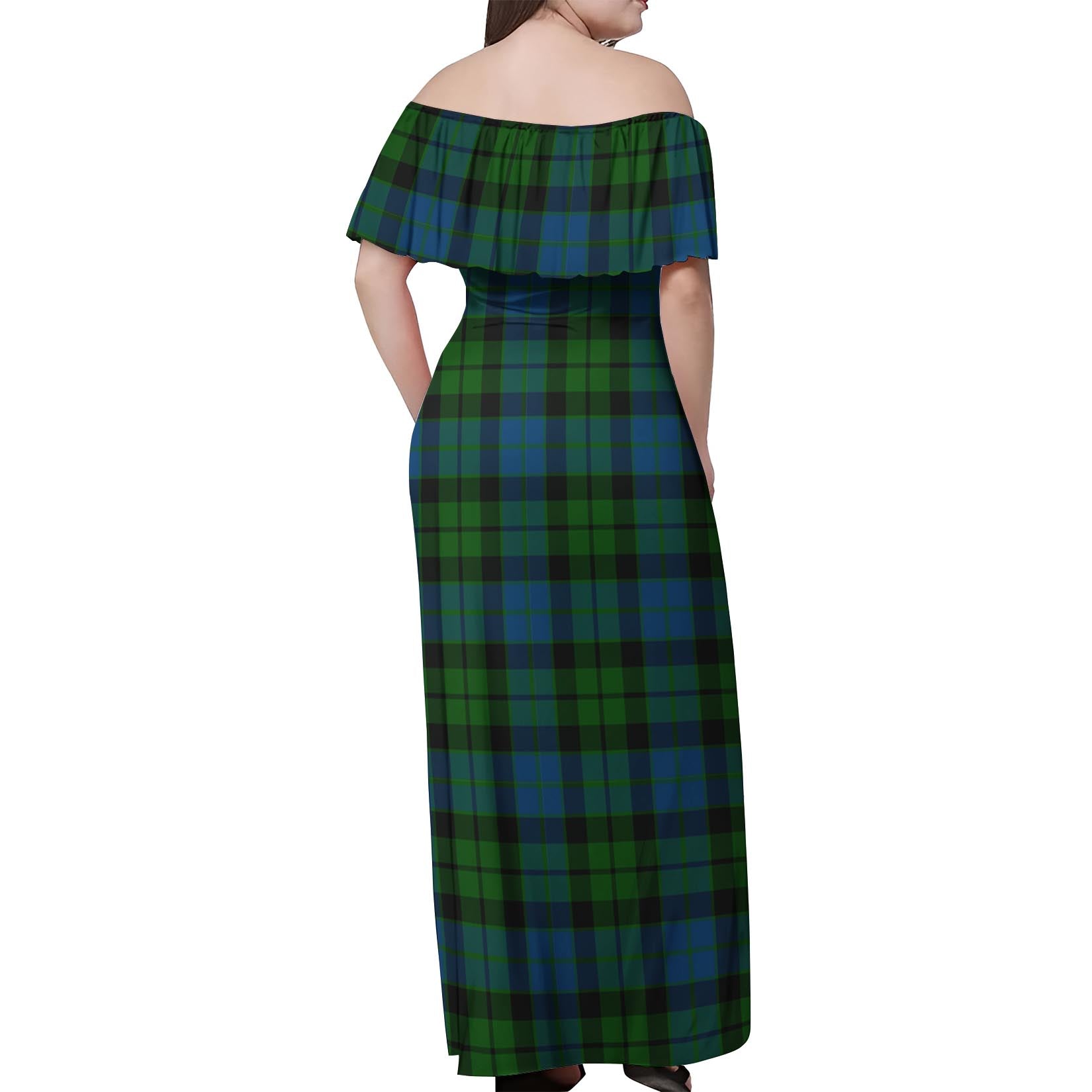 MacKie Tartan Off Shoulder Long Dress - Tartanvibesclothing