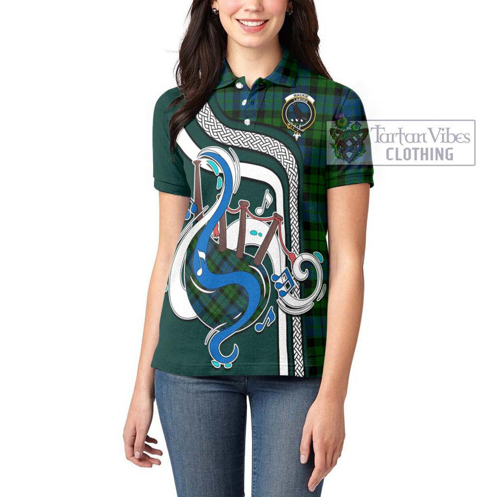 MacKie (McKie) Tartan Women's Polo Shirt with Epic Bagpipe Style - Tartanvibesclothing Shop