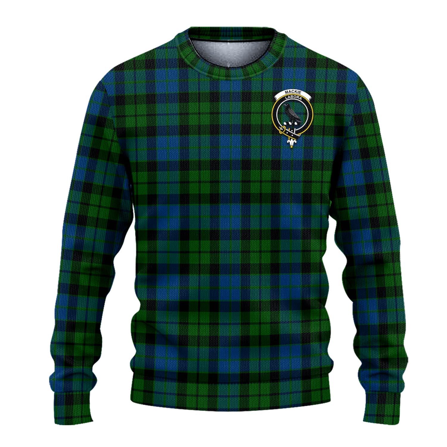 MacKie Tartan Knitted Sweater with Family Crest - Tartanvibesclothing