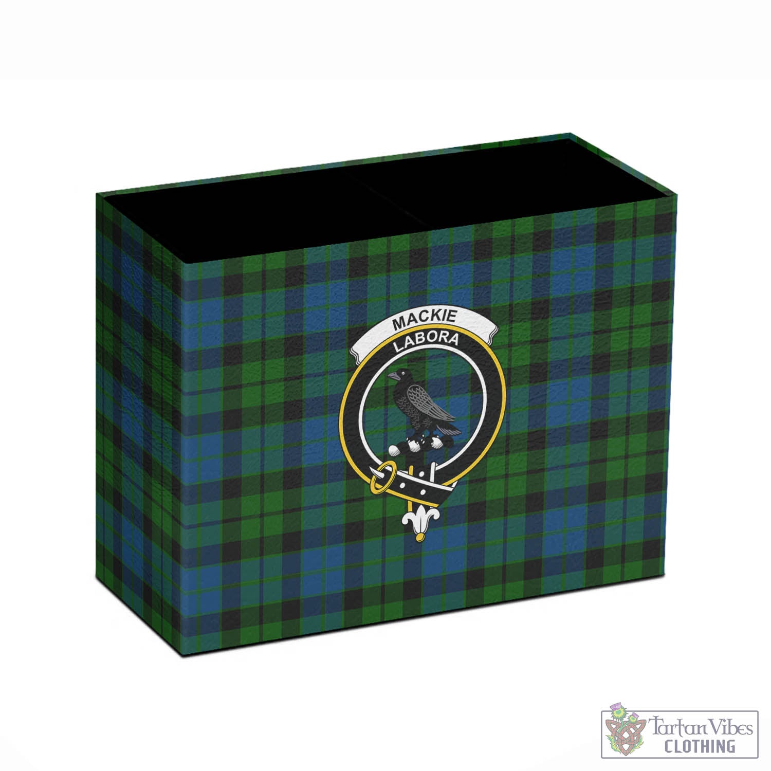 Tartan Vibes Clothing MacKie Tartan Pen Holder with Family Crest