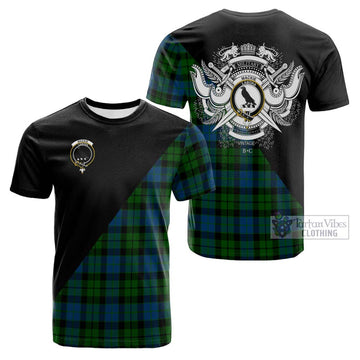 MacKie (McKie) Tartan Cotton T-shirt with Family Crest and Military Logo Style