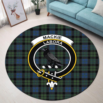 MacKie (McKie) Tartan Round Rug with Family Crest