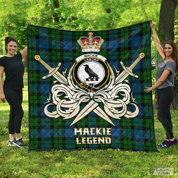 MacKie (McKie) Tartan Quilt with Clan Crest and the Golden Sword of Courageous Legacy