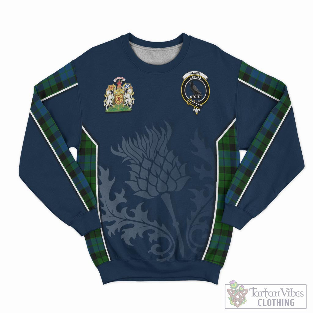 Tartan Vibes Clothing MacKie Tartan Sweatshirt with Family Crest and Scottish Thistle Vibes Sport Style