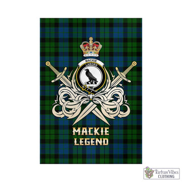MacKie (McKie) Tartan Garden Flag with Clan Crest and the Golden Sword of Courageous Legacy - Tartan Vibes Clothing