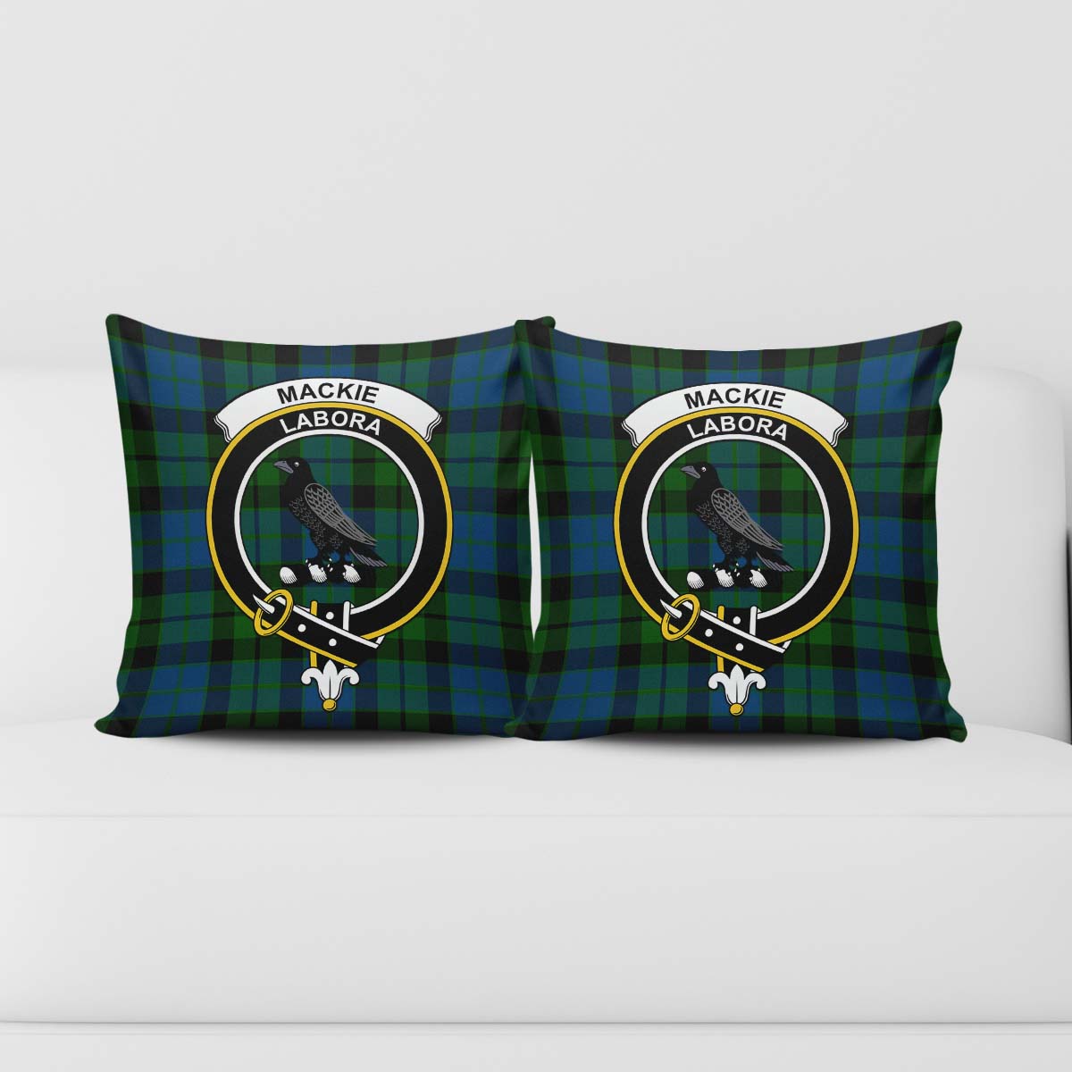 MacKie Tartan Pillow Cover with Family Crest - Tartanvibesclothing